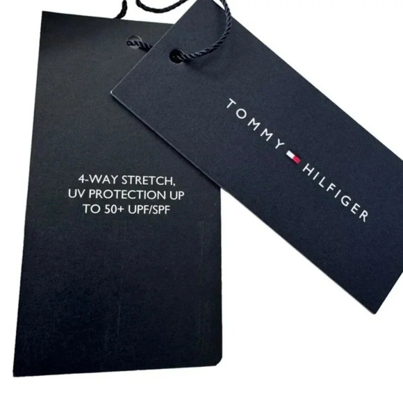 TOMMY HILFIGER Monstera Leaf 50+ SPF Bikini Bottom White and Blue Size L NWT - Picture 7 of 10